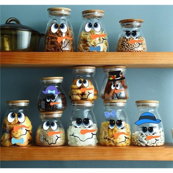 Snowman Face Stickers Snowman Decals Christmas Wall Decals Snowman - Picture 4 of 8